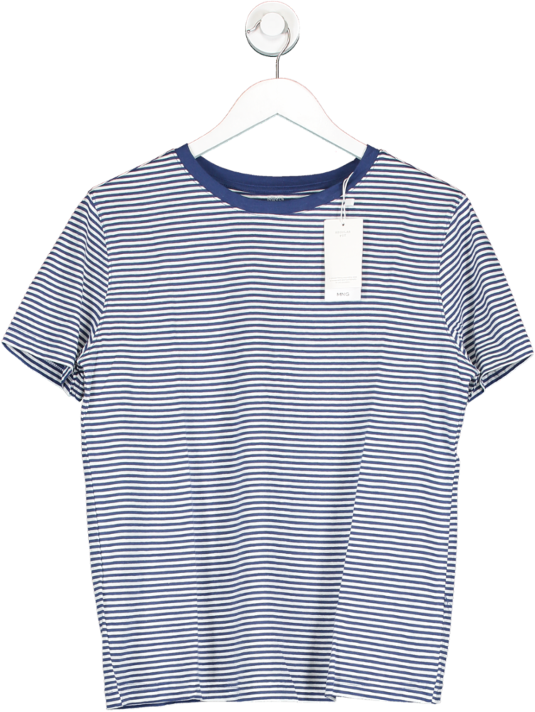 MANGO Blue 100% Cotton T-shirt BNWT UK L