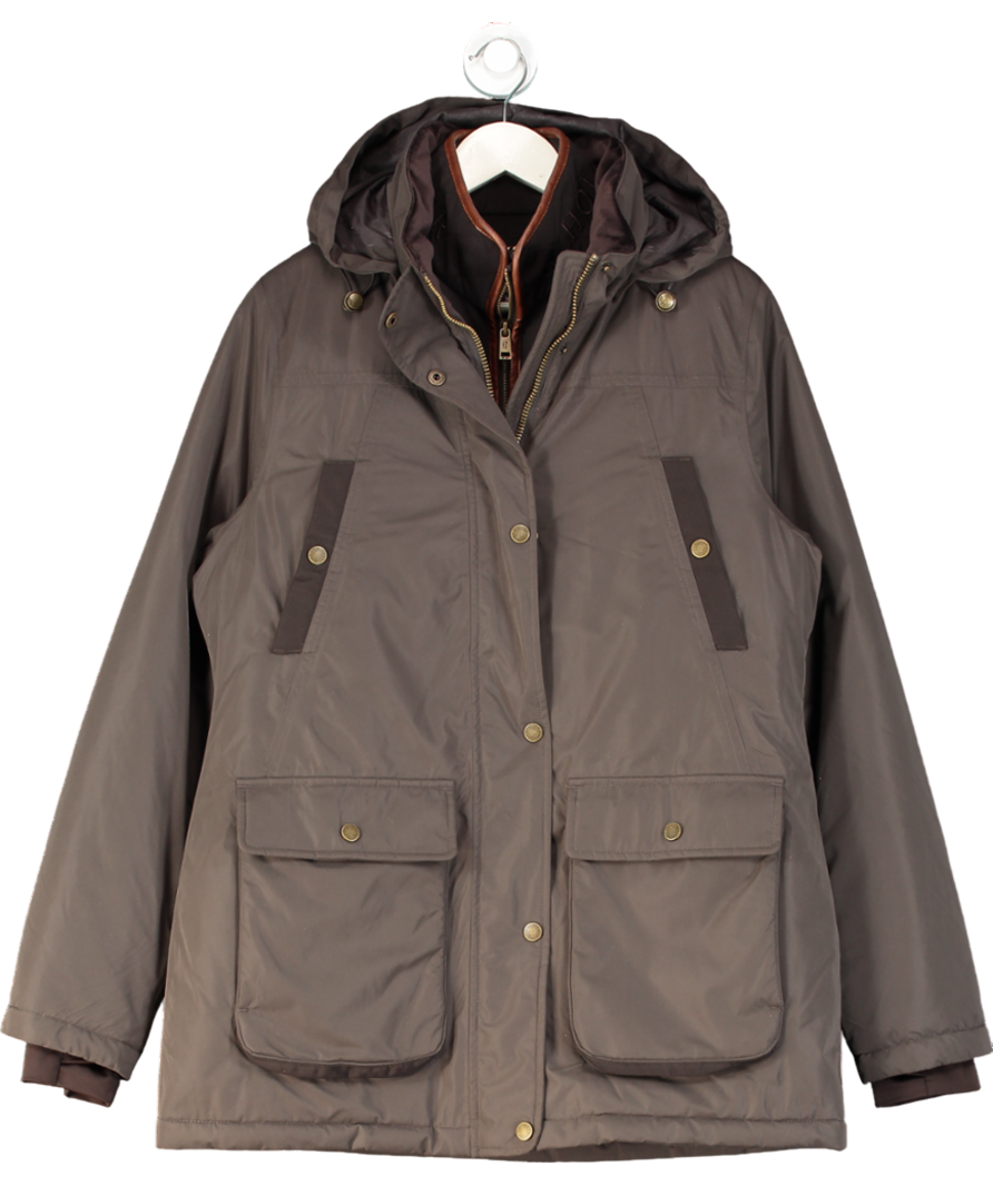 Holland Cooper Green Stamford 2-in-1 Removeable Fleece Gilet Country Coat Khaki UK M