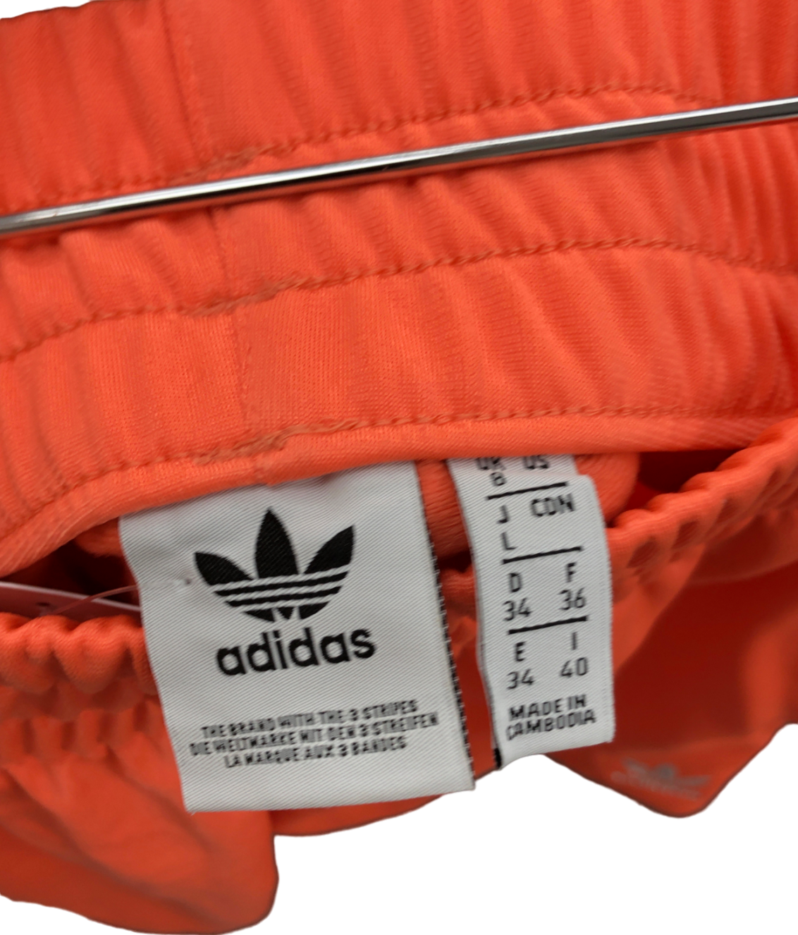 adidas Orange Three Stripe Coral Shorts UK L