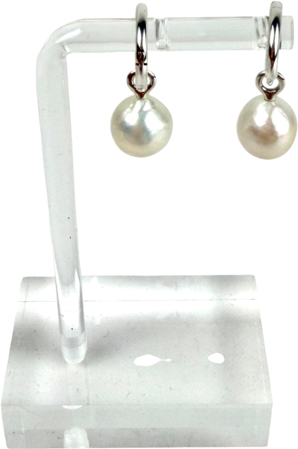 Pandora Sterling Silver Treated Freshwater Cultured Baroque Pearl Hoop Earrings