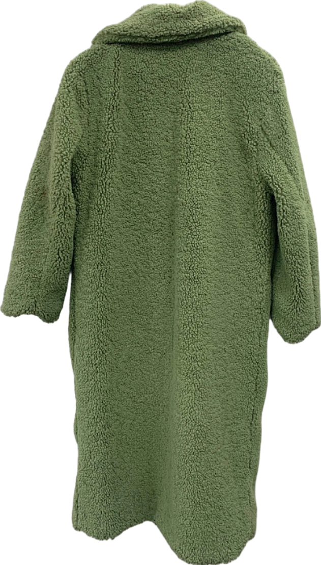 PrettyLittleThing Green Petite Teddy Coat UK 8