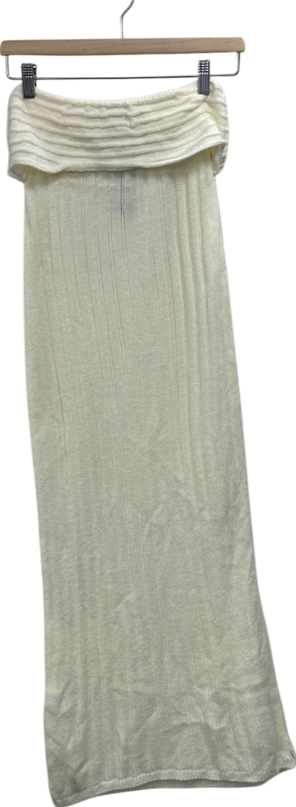 PrettyLittleThing Cream Petite Low Waist Knitted Maxi Skirt UK 12