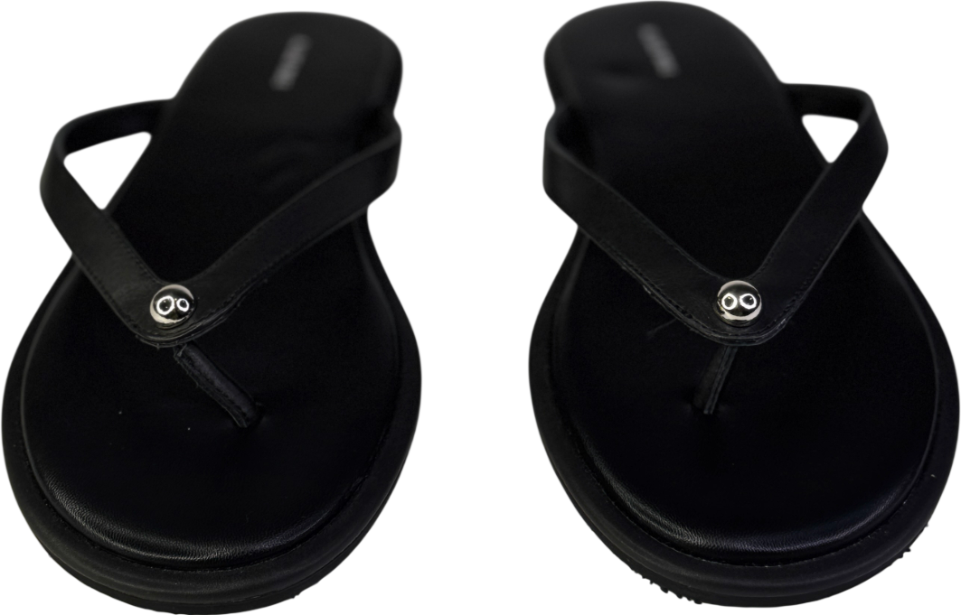 Alias Mae Black / Silver Leather Toe Thong Sandals UK 6 EU 39 👠
