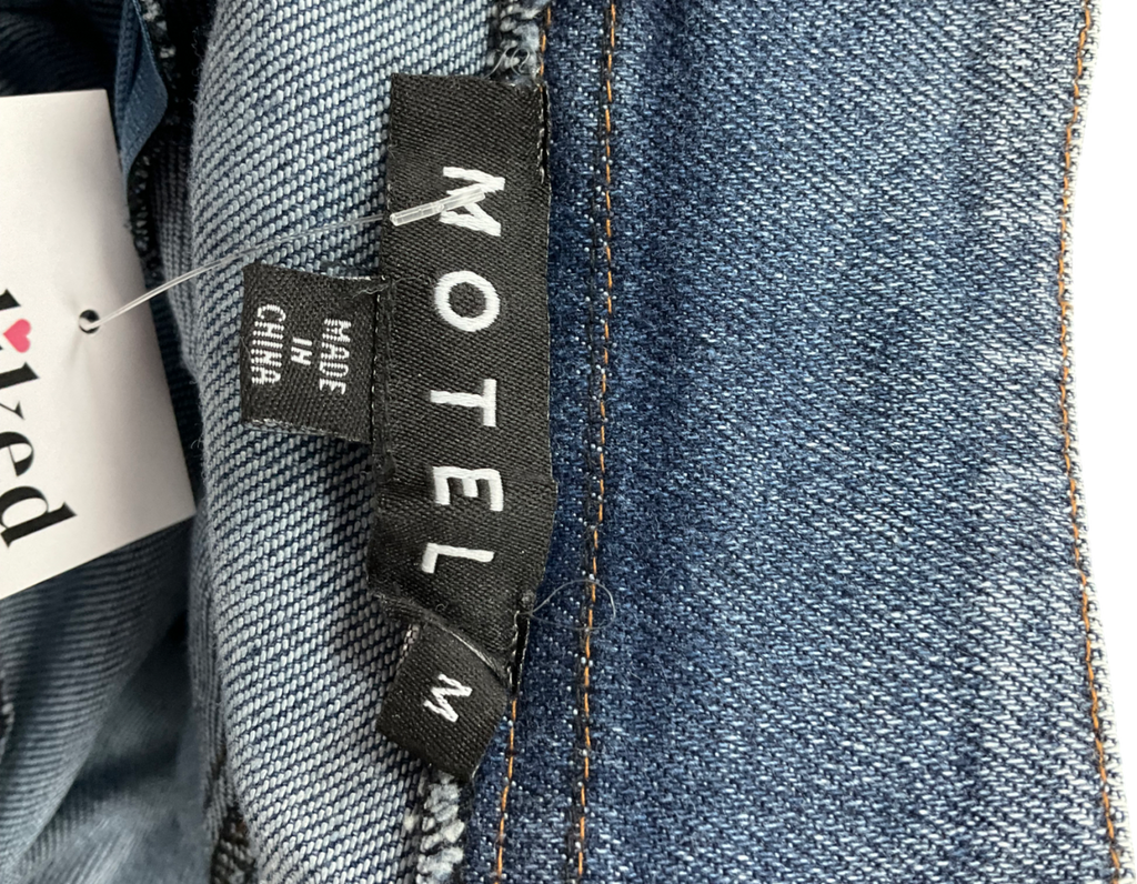 Motelrocks Lafille Denim Maxi Skirt In Blue Wash UK M