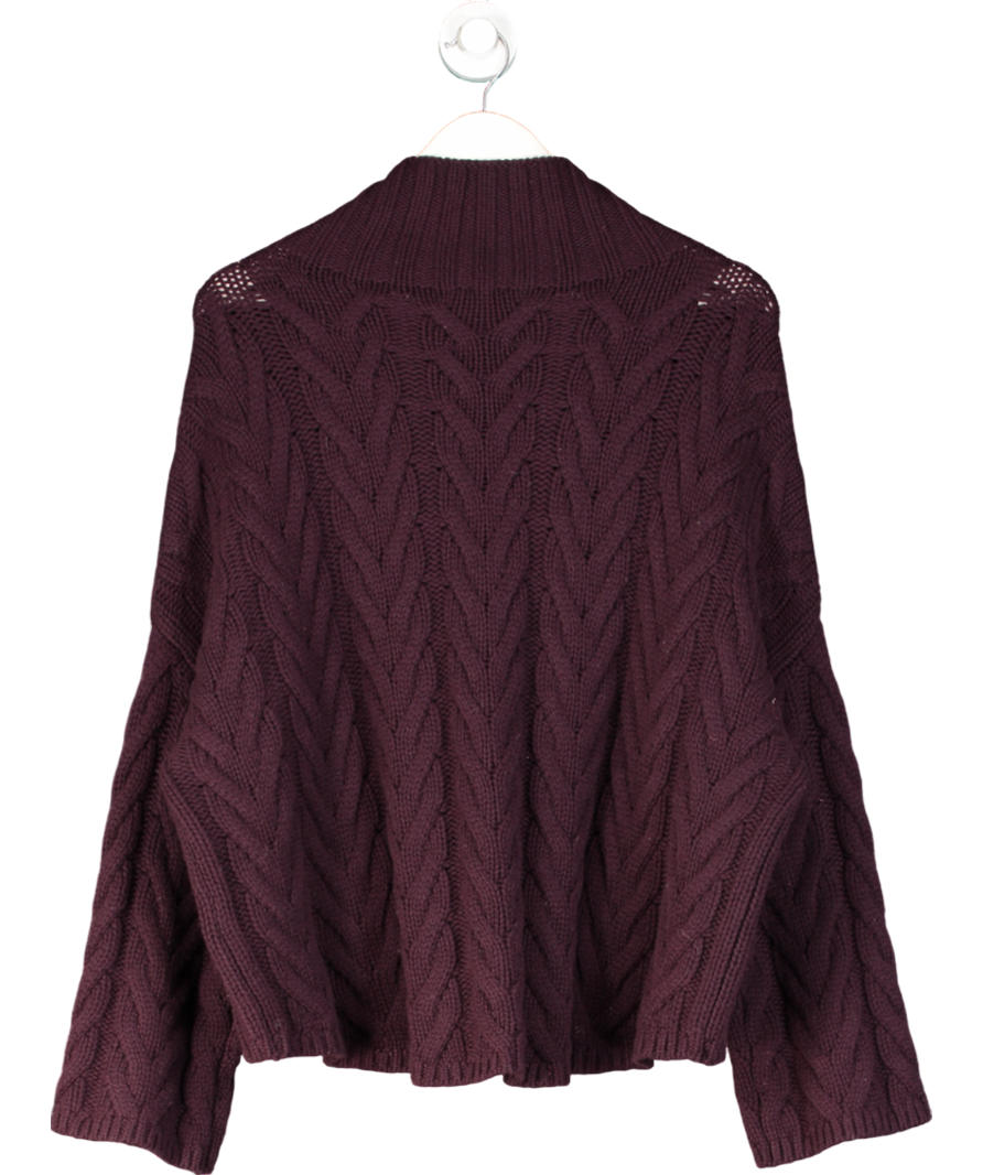 Soft Goat Mulberry Cable Knit 100% Cashmere Turtleneck Jumper UK S