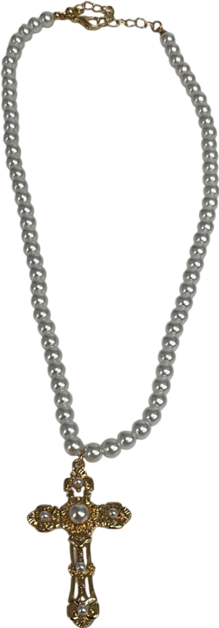 Metallic Cross Pendant Necklace One Size