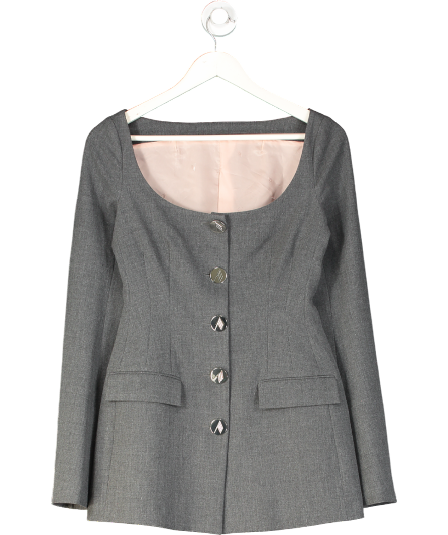 Attico Grey Marie Boat Neck Single Breasted Blazer UK6