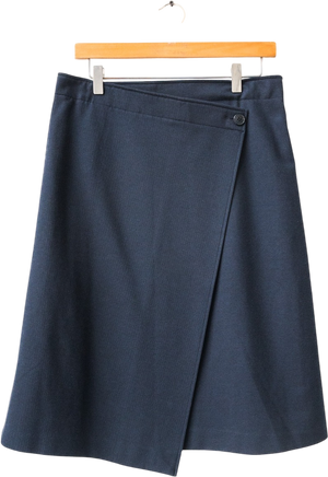 SUNSPEL Navy Blue Wrap Midi Skirt UK XS