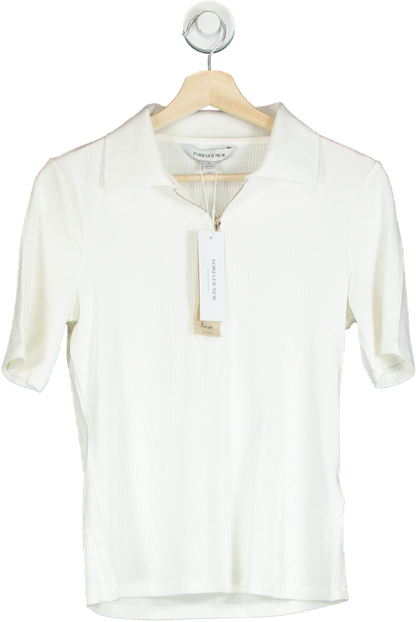 Forever New Porcelain Mai Short Sleeve Zip Polo UK M