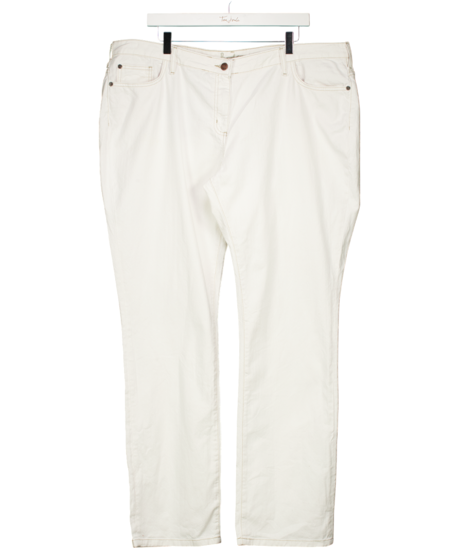 BODEN White High Rise Straight Leg Jeans Long Length UK 22
