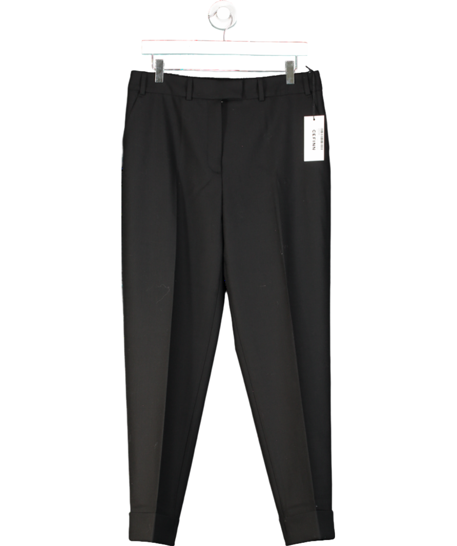 Cefinn Black Clement New Wool Easy Waist Turn Up Trouser UK 12