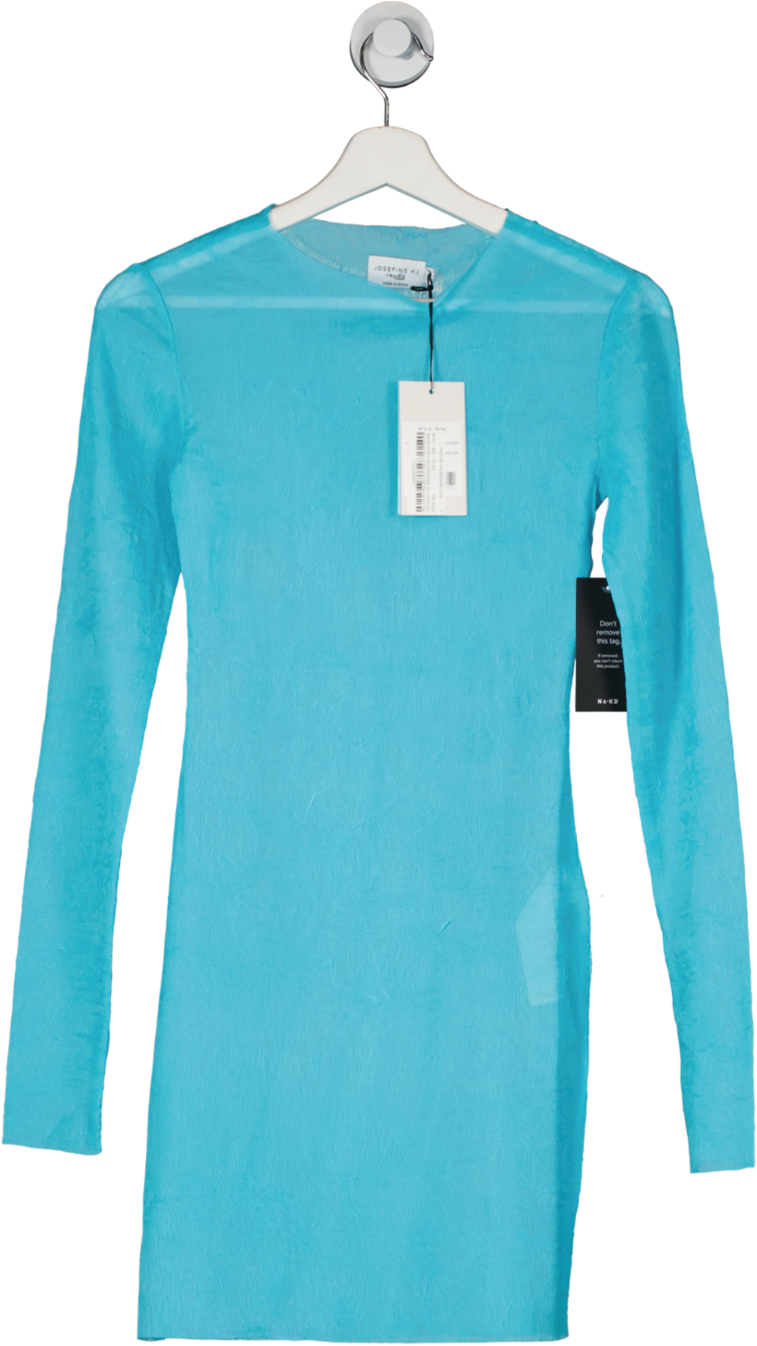 NA-KD Blue Structured Long Sleeve Mini Dress UK XXS
