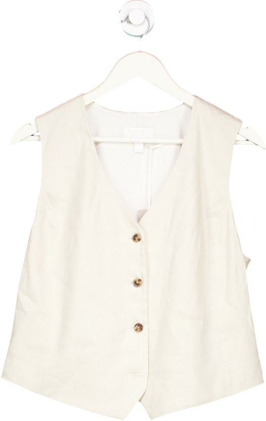 The White Company White Linen Stretch Tailored Waistcoat UK 12