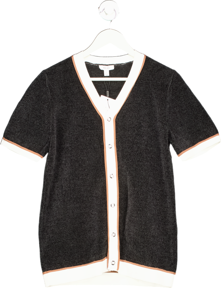 Reiss Black Striker-SS Baseball Press Shirt UK S