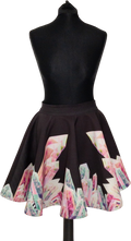AQ/AQ Geode Printed Black Scuba Circle Skirt UK 10