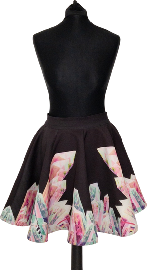 AQ/AQ Geode Printed Black Scuba Circle Skirt UK 10