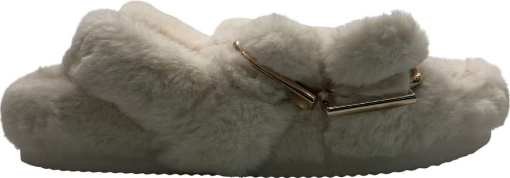 H&M White Faux Fur Sandals UK 6 EU 39 👠