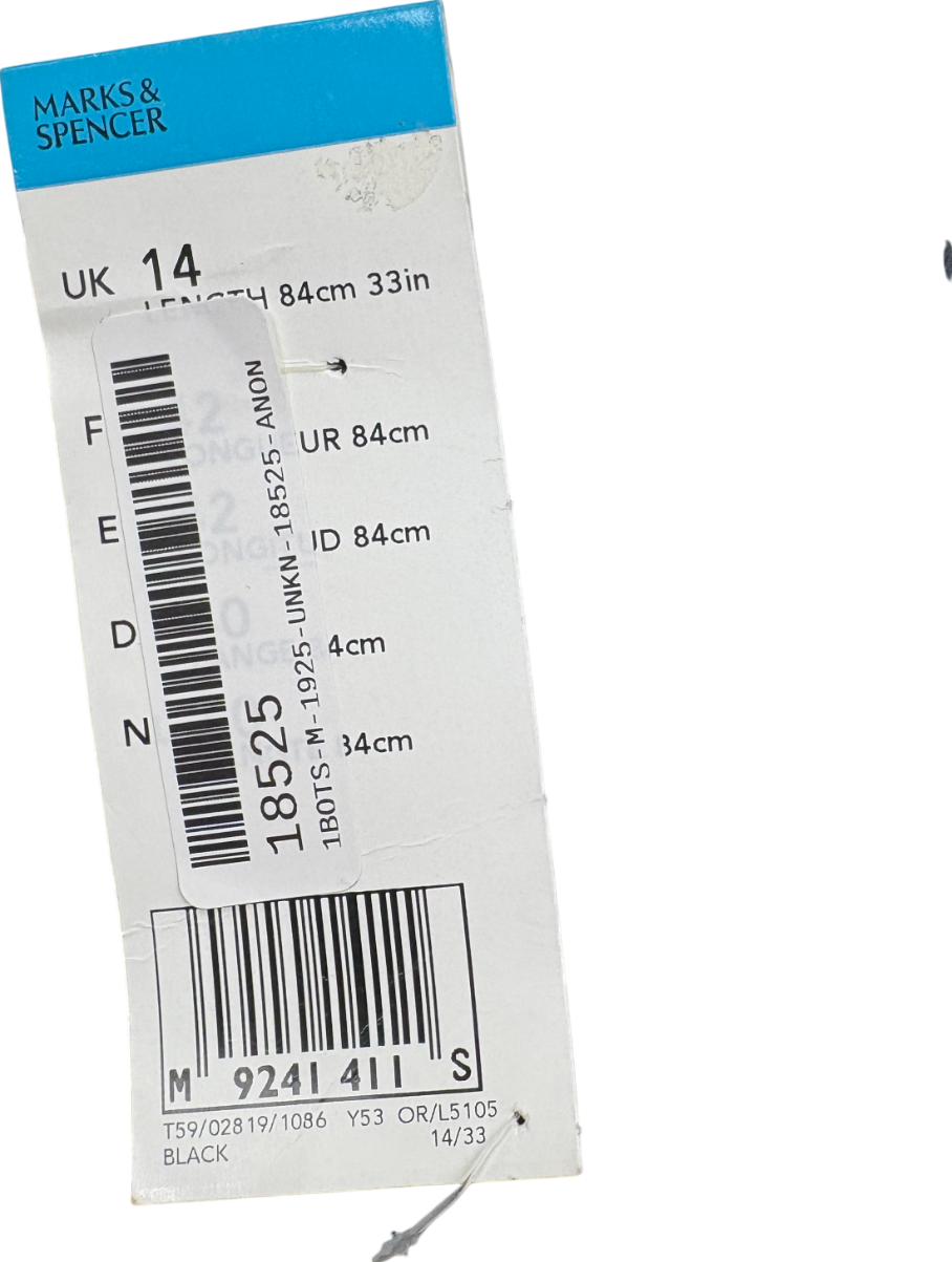 M&S Black Knee Length Wool Pencil Skirt UK 14