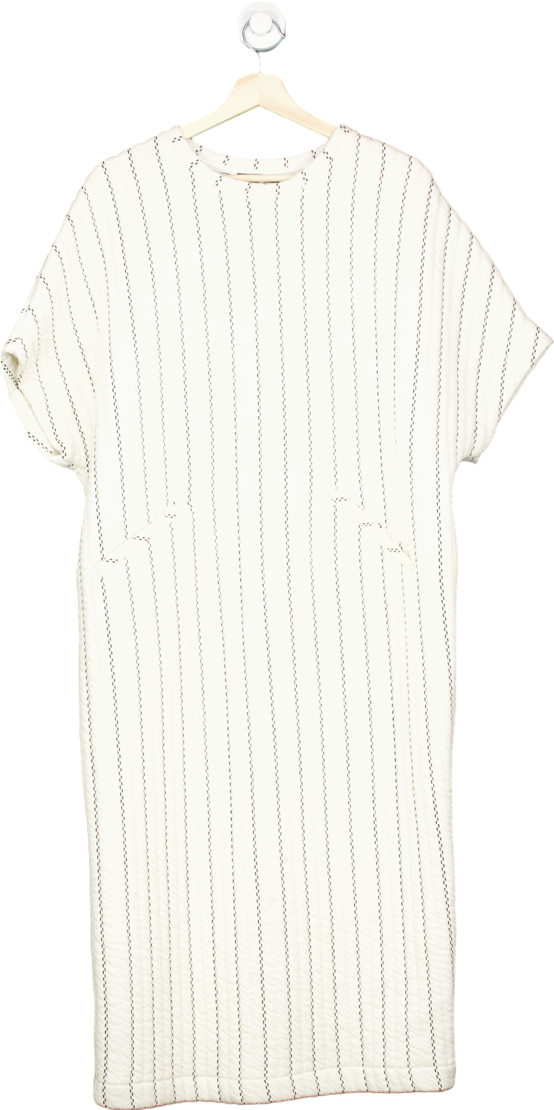 Zara White Quilted Striped Dress UK L