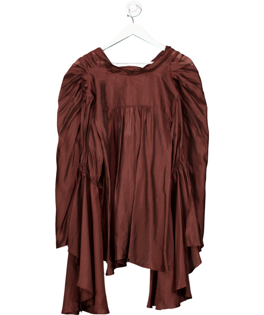 Urban Revivo Brown Ruffle Hem Oversized Shirt UK XS
