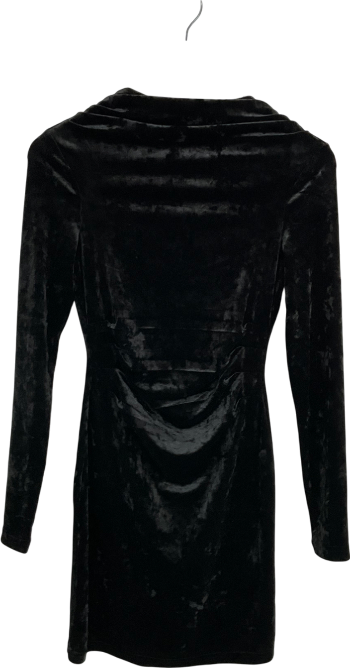 Superdry Black Velvet Long Sleeve Mini Dress UK 8