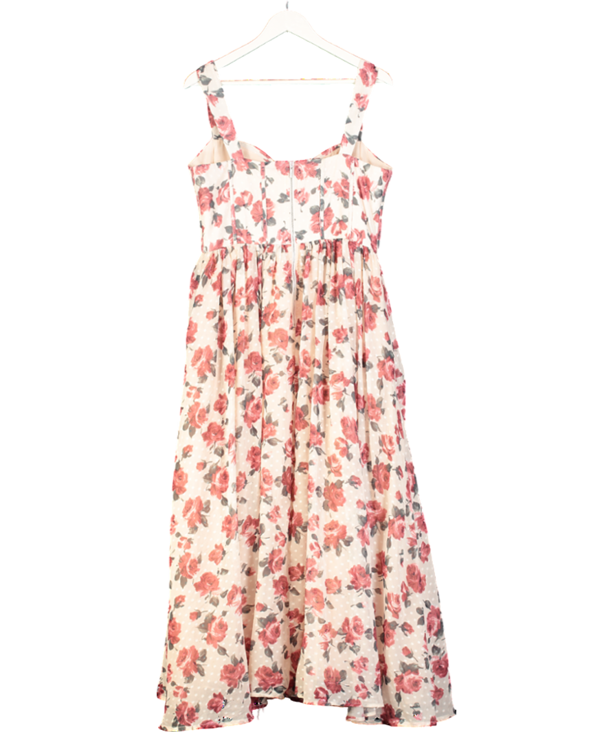 ALB Anne Louise Pink Floral Print Dress UK 14