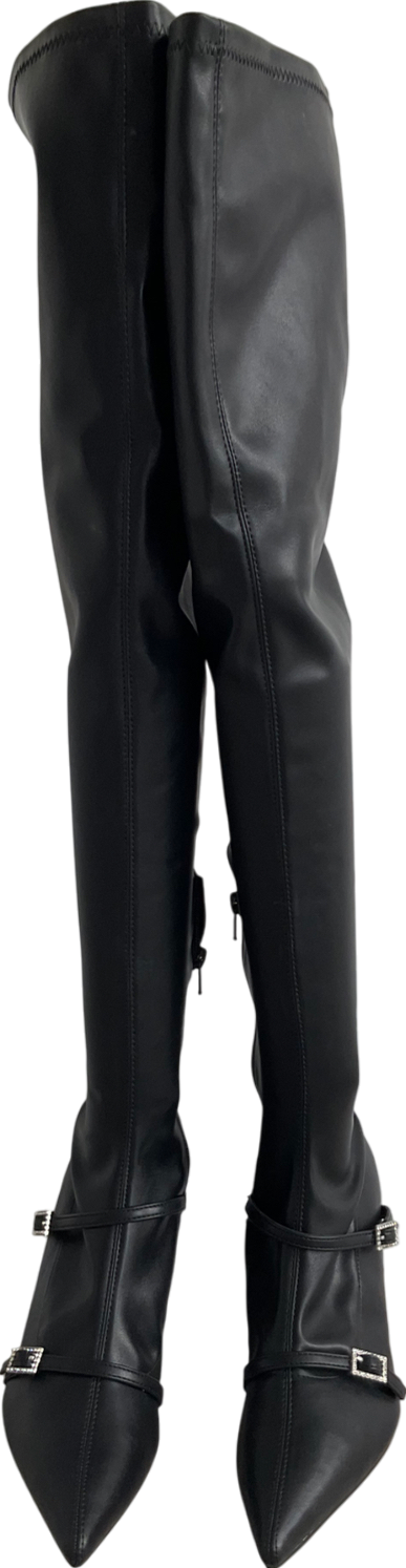 Public Desire Black Orion Over The Knee Boots UK 6 EU 39 👠