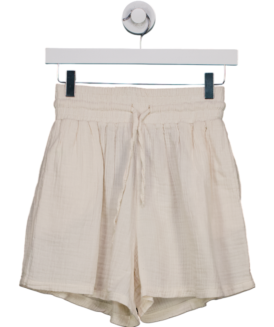 chiquelle Cream Linen High Waisted Shorts UK M