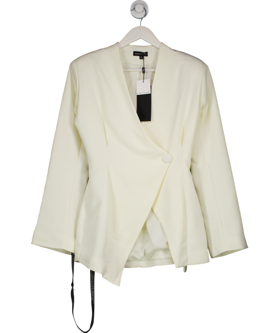 Noughts & Kisses White ROSALIA Cream Collarless Hourglass Blazer UK XS