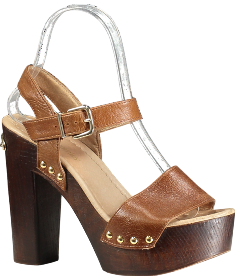 Russell & Bromley Brown Chunky Platform Leather Heeled Sandals UK 3 EU 36 👠