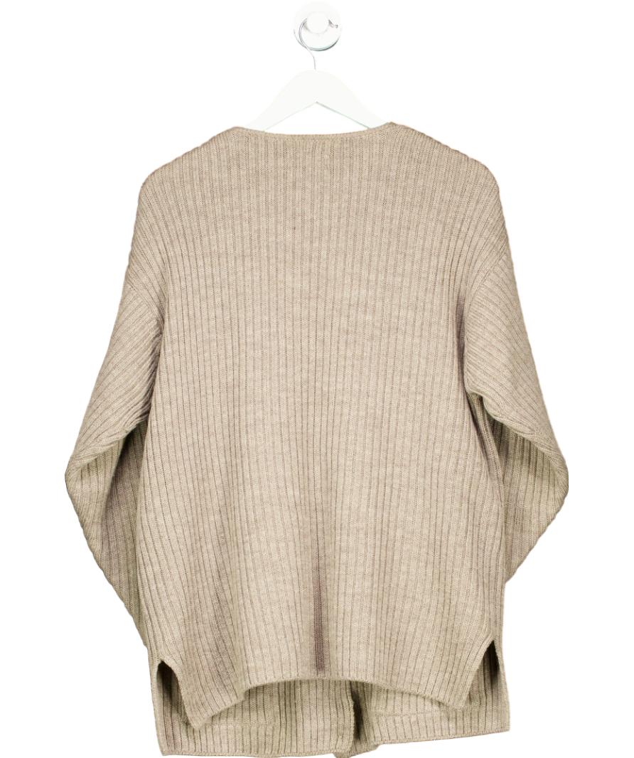 Jigsaw Beige Ribbed Wool Longline Cardigan UK M
