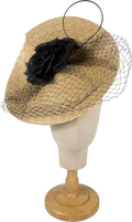 Karen Millen Black Asymmetric Flower & Quill Fascinator
