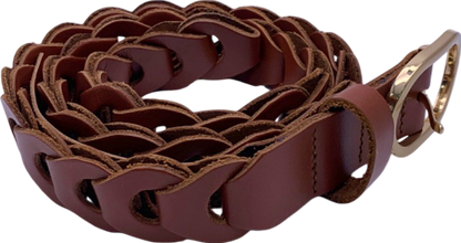 M&S Brown Woven Leather Belt XS