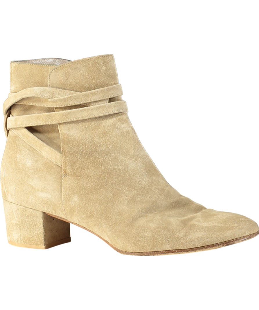 Gianvito Rossi Beige Suede Mid Heel Boots UK 9 EU 42 👠