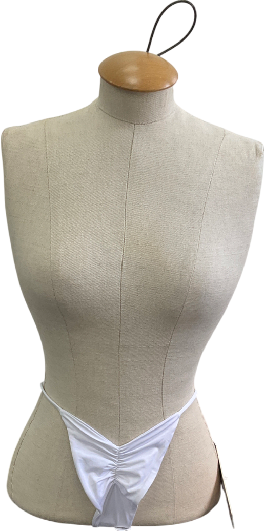 Oh Polly White Delray Ruched Thong Bikini Bottoms UK M