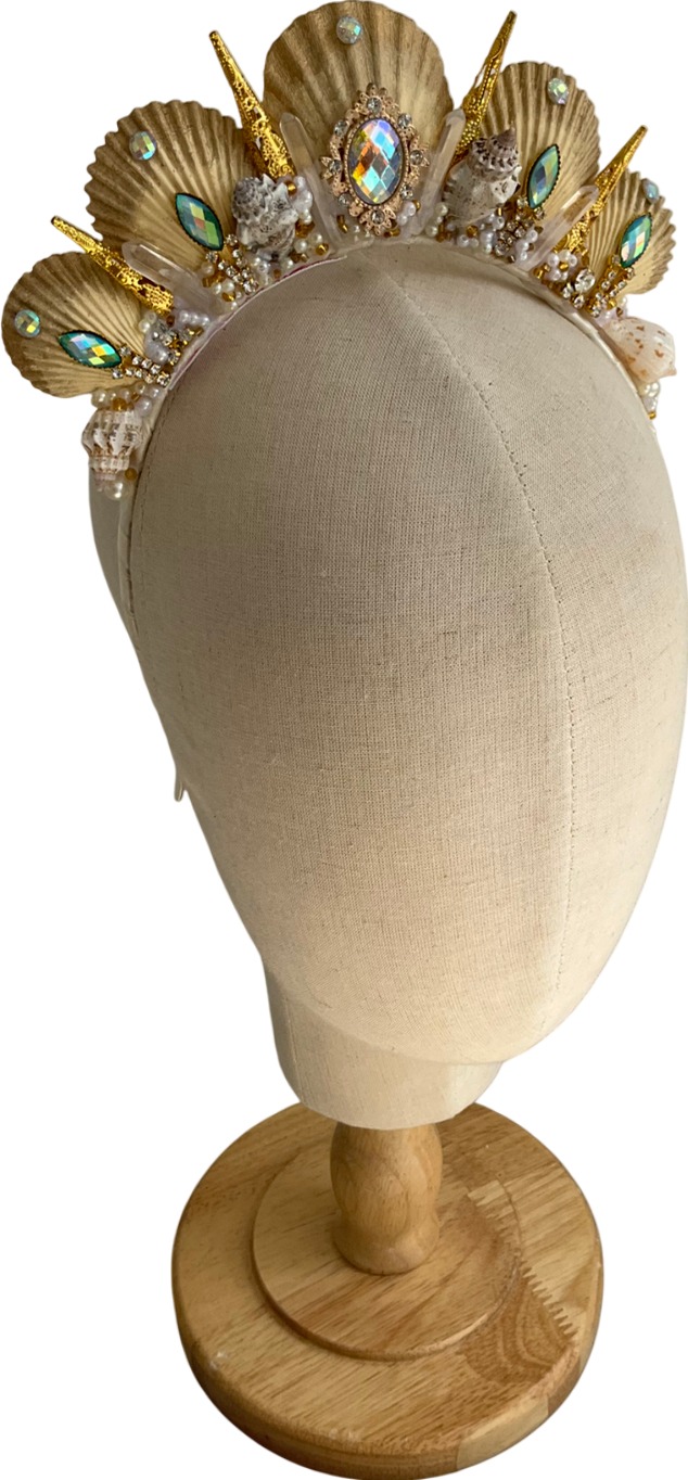 Choochie Choo Beige Embellished Shell Headband One Size