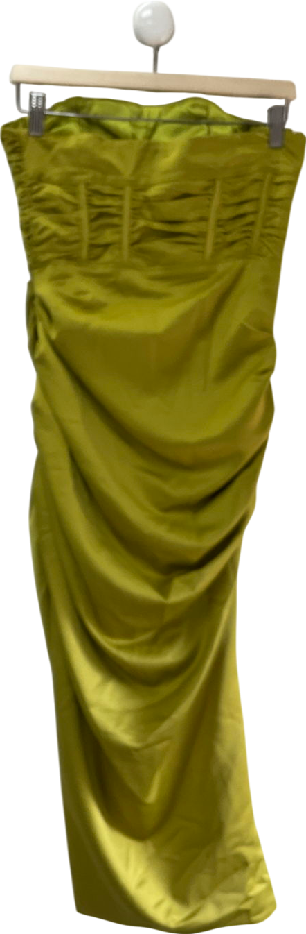 PrettyLittleThing Green Silk Chiffon Midi UK 10