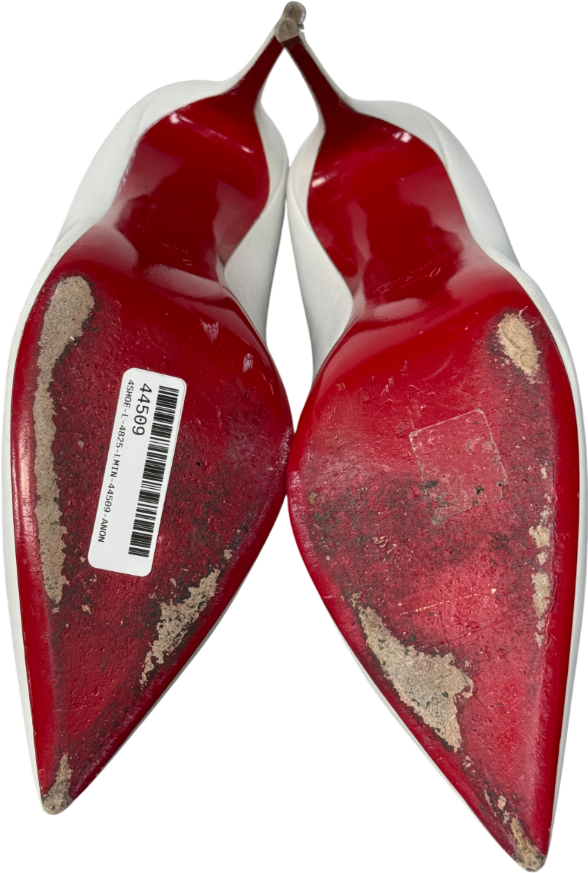 Christian Louboutin White Kate 100 Mm Pumps - Lamb Nappa Leather Shoes - Bianco UK 8 EU 41 👠