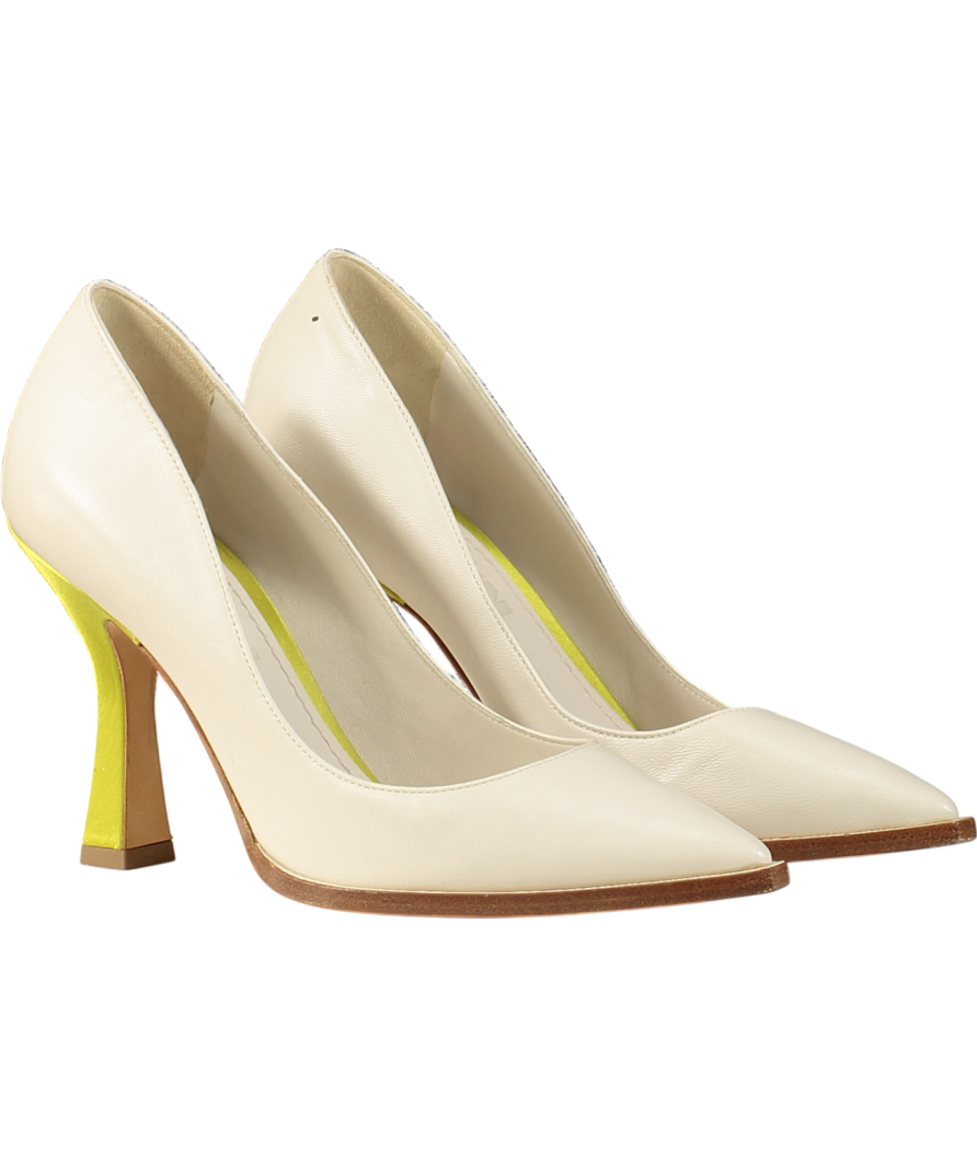3JUIN White Heels With Neon Green Details UK 4 EU 37 👠