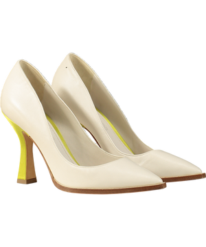 3JUIN White Heels With Neon Green Details UK 4 EU 37