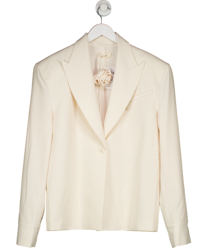 Leo Lin Cream Jovanna Blazer With 3d Rose Necktie UK S