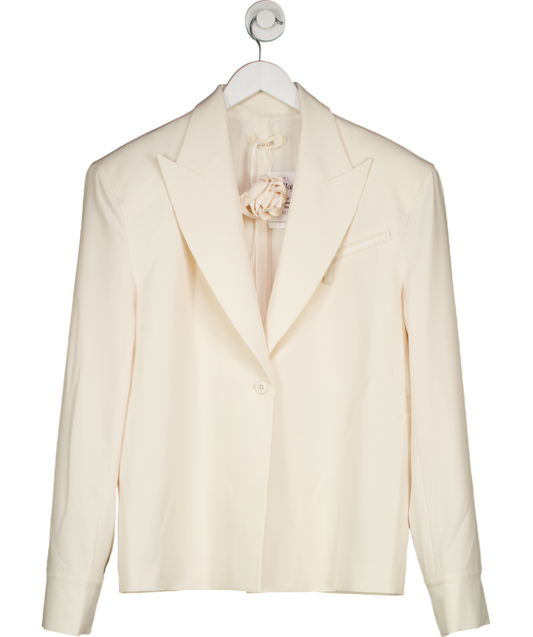 Leo Lin Cream Jovanna Blazer With 3d Rose Necktie UK S