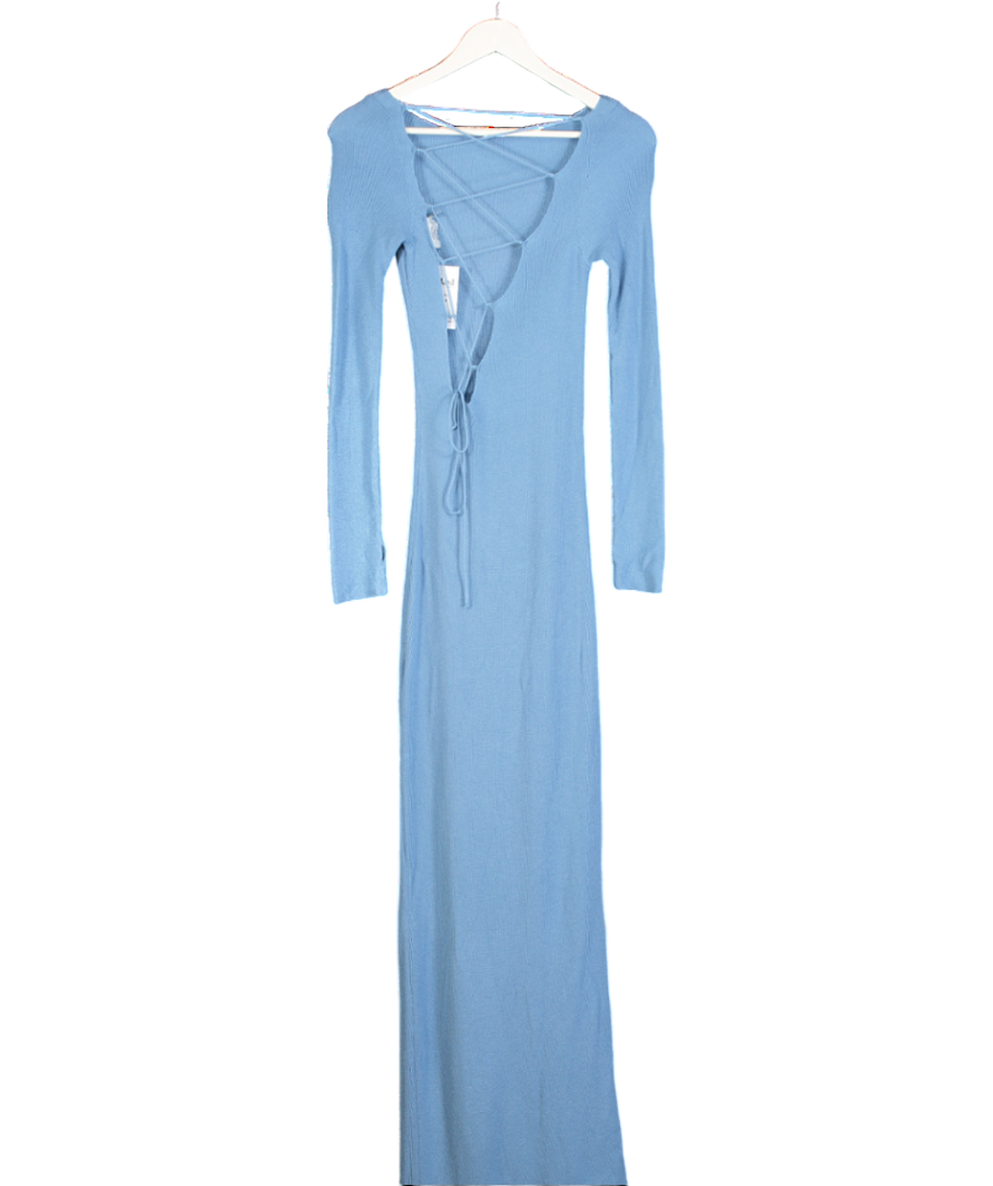 NA-KD Blue X Hanna Schonberg  Lacing Detail Knit Maxi Dress UK S