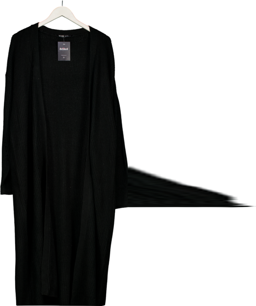 Yours Black Curve Waffle Knit Maxi Cardigan UK 20