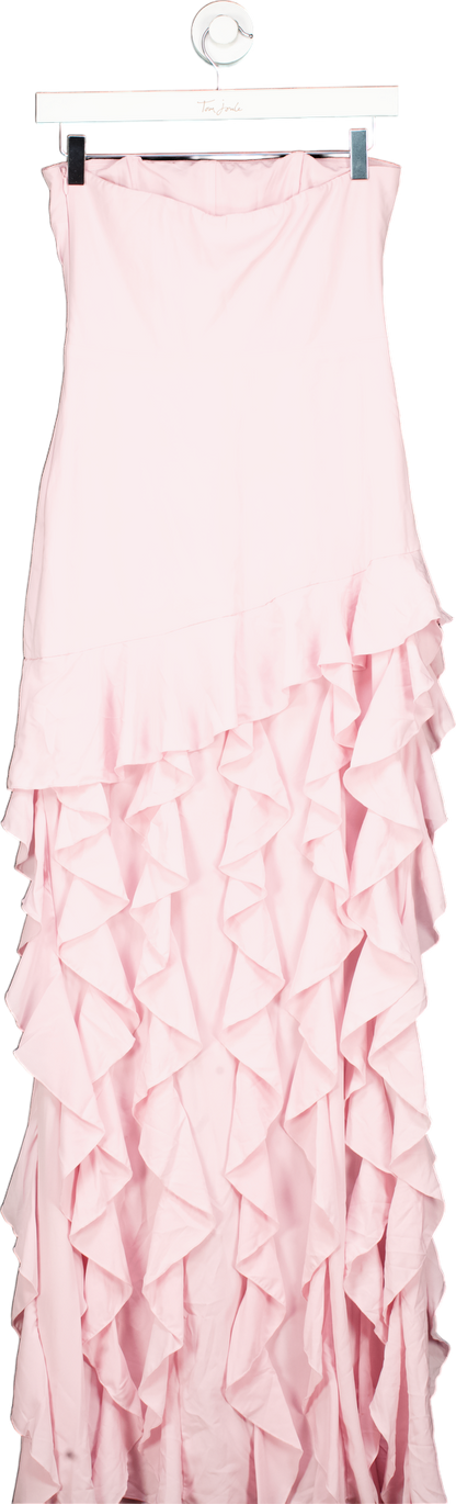 Oh Polly Pink Ruffle Maxi Dress UK 8