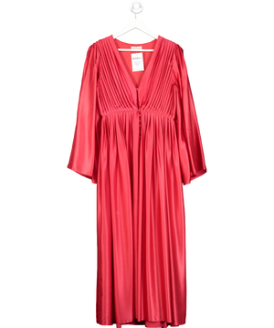 AARI Red Silk Pleated Maxi Dress UK 8