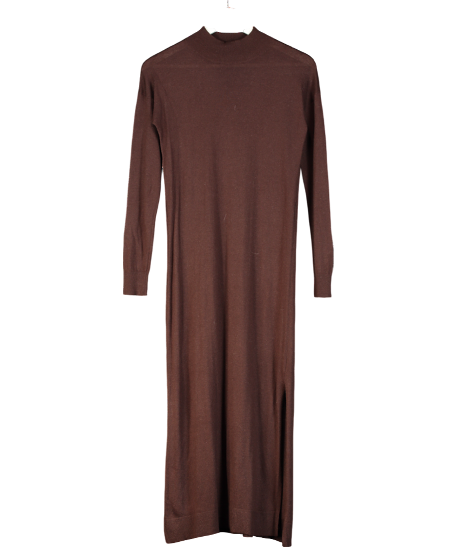 Karen Millen Brown Viscose Blend Swing Hem Knitted Midaxi Dress UK XS