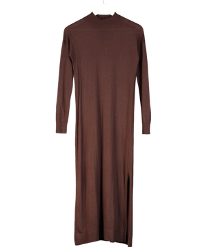 Karen Millen Brown Viscose Blend Swing Hem Knitted Midaxi Dress UK XS
