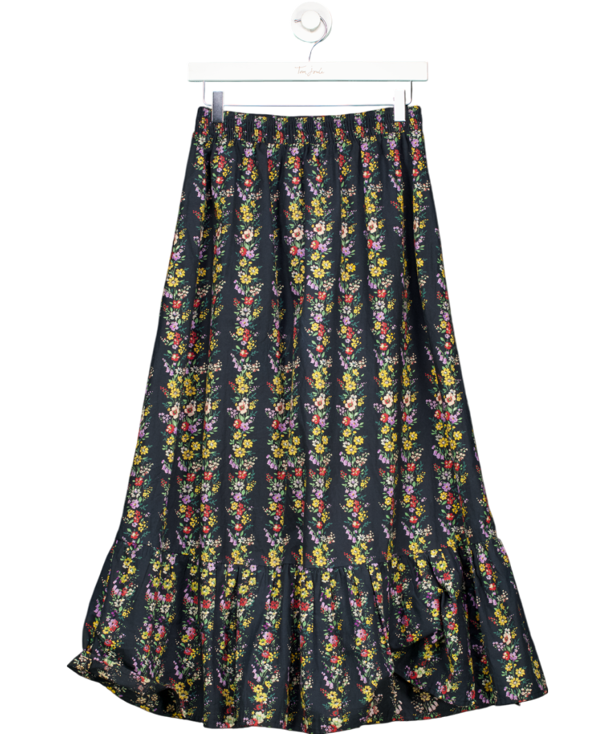 Pink City Prints Blue Floral Print Maxi Skirt UK XS