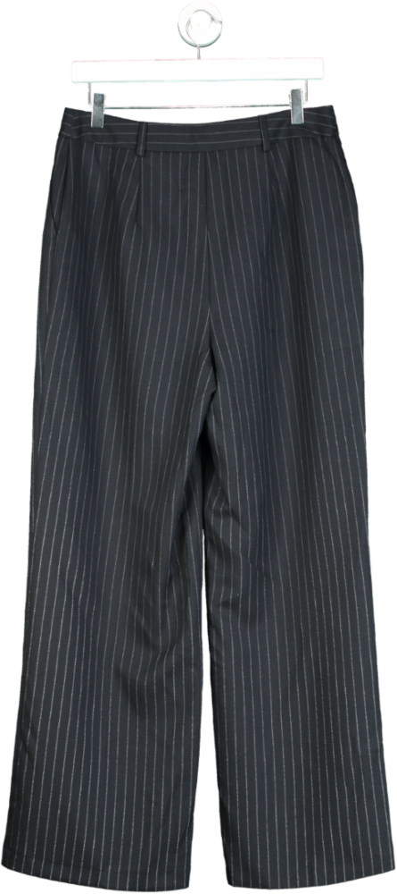 New Look Black Patrice Pinstripe Wide Leg Trousers UK 12